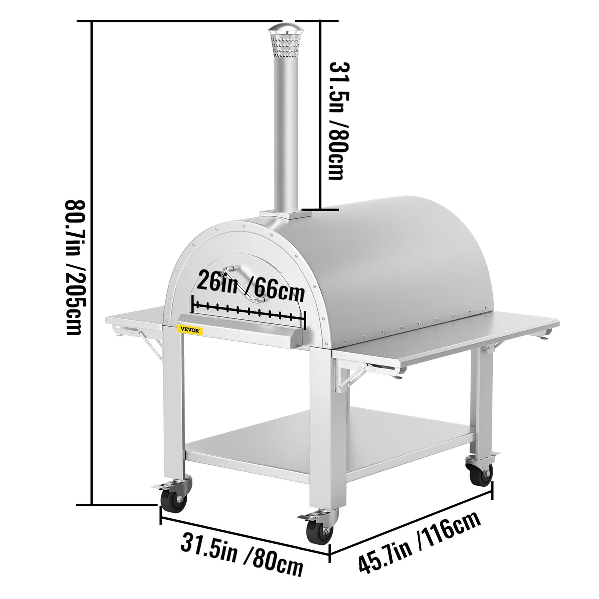 Wood Fired Outdoor Pizza Oven with Wheels O698462
