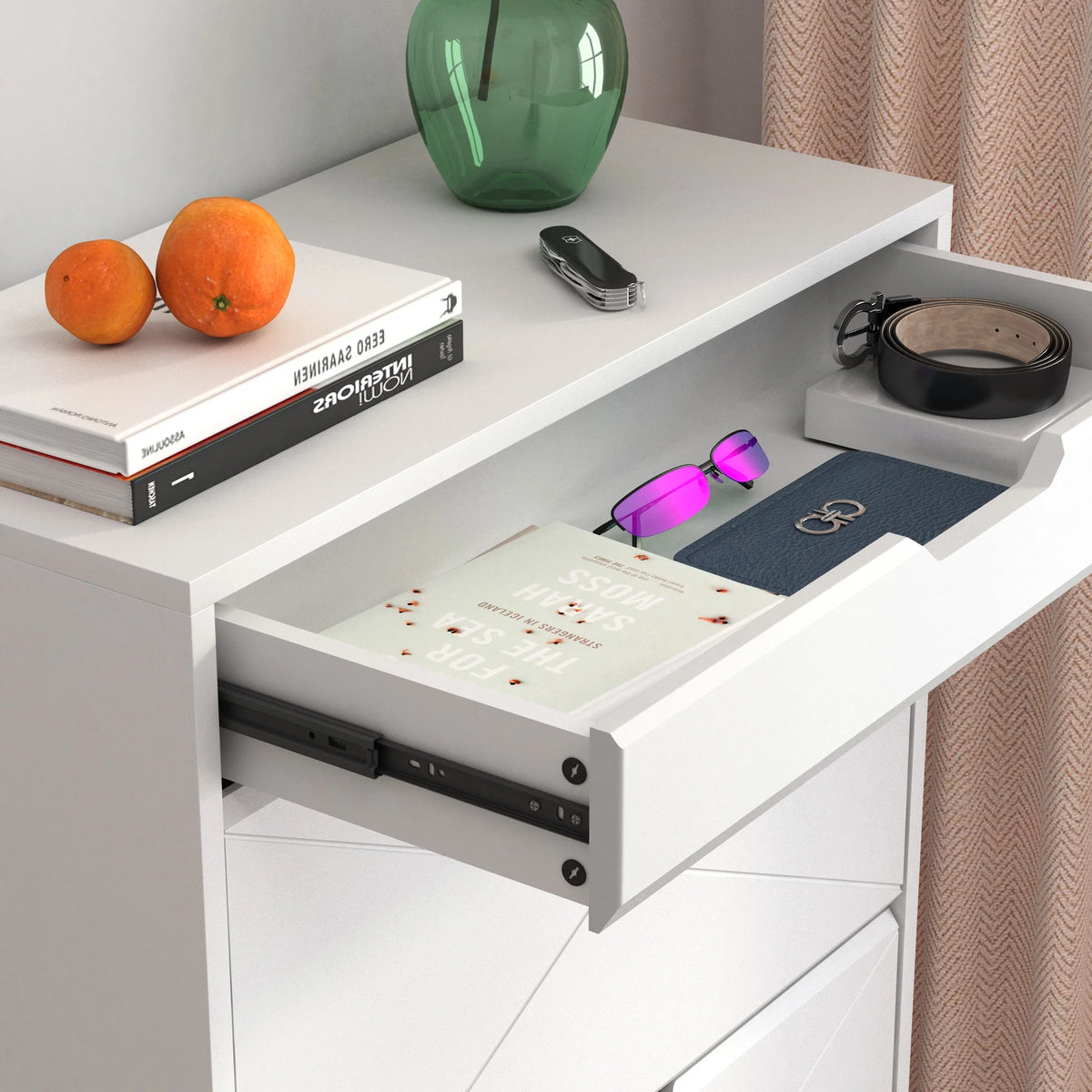 White 3 Flip Drawer Shoe Cabinet M59287