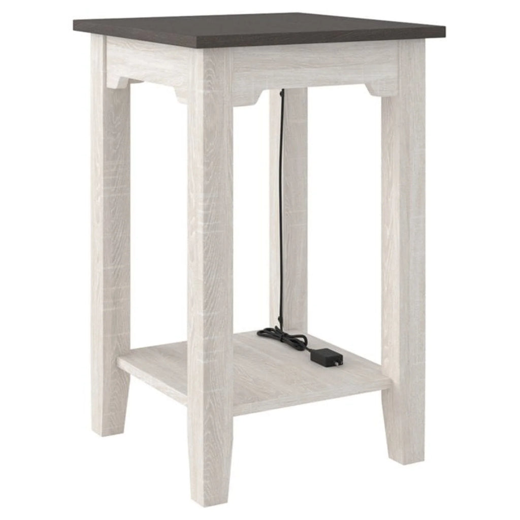 Farmhouse Engineered Wood End Table in Antiqued White/Gray Y66252