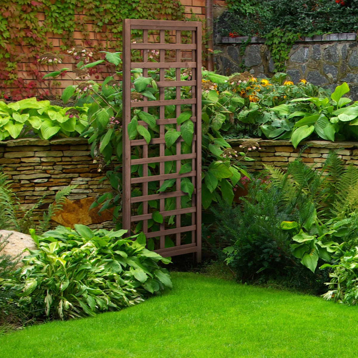 Walnut-Tone Square Lattice Trellis W102927