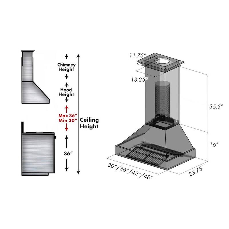 48 in. 700 CFM Ducted Wall Mount Range Hood M110834