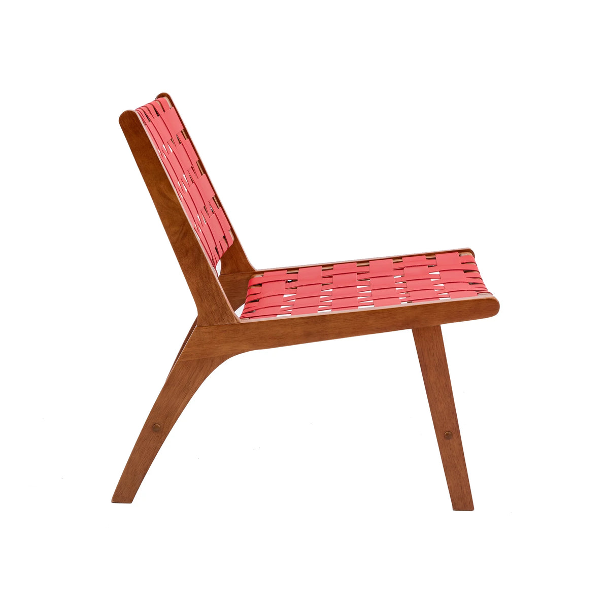 Red Faux Leather Accent Chair with Wood Frame P6651
