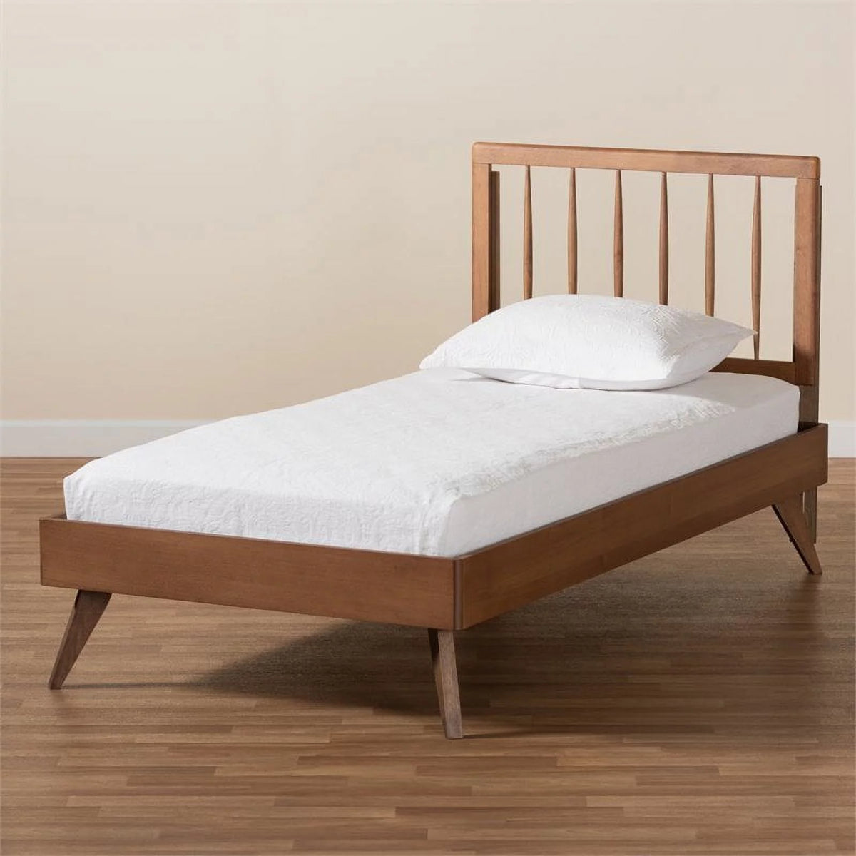 Ash Walnut Finished Wood Twin Size Platform Bed H946