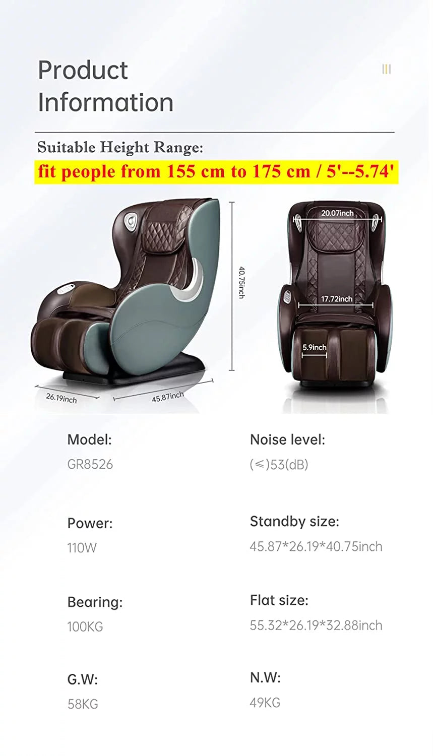 Light Grey Full Body Zero Gravity Shiatsu Recliner E73889