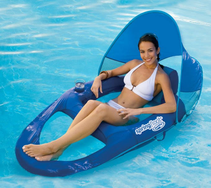 Spring Float Recliner Pool Lounge Chair with Sun Canopy 4-Pack G456055