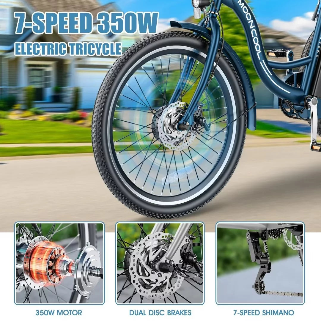 24'' 3 Wheel Electric Tricycle 500W 7-Speed Z840