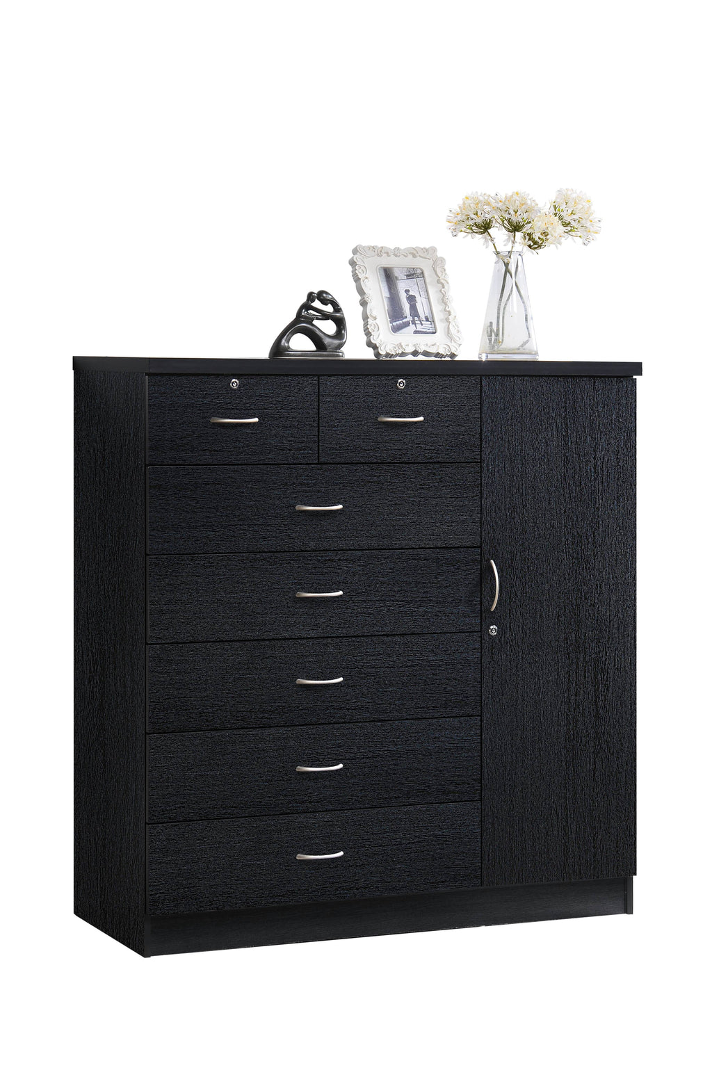 7 Drawer Dresser with Side Cabinet and 3 Shelves, Chocolate A824847