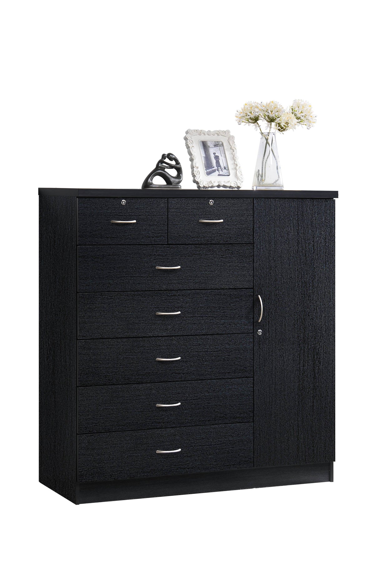 7 Drawer Dresser with Side Cabinet and 3 Shelves, Chocolate A824847