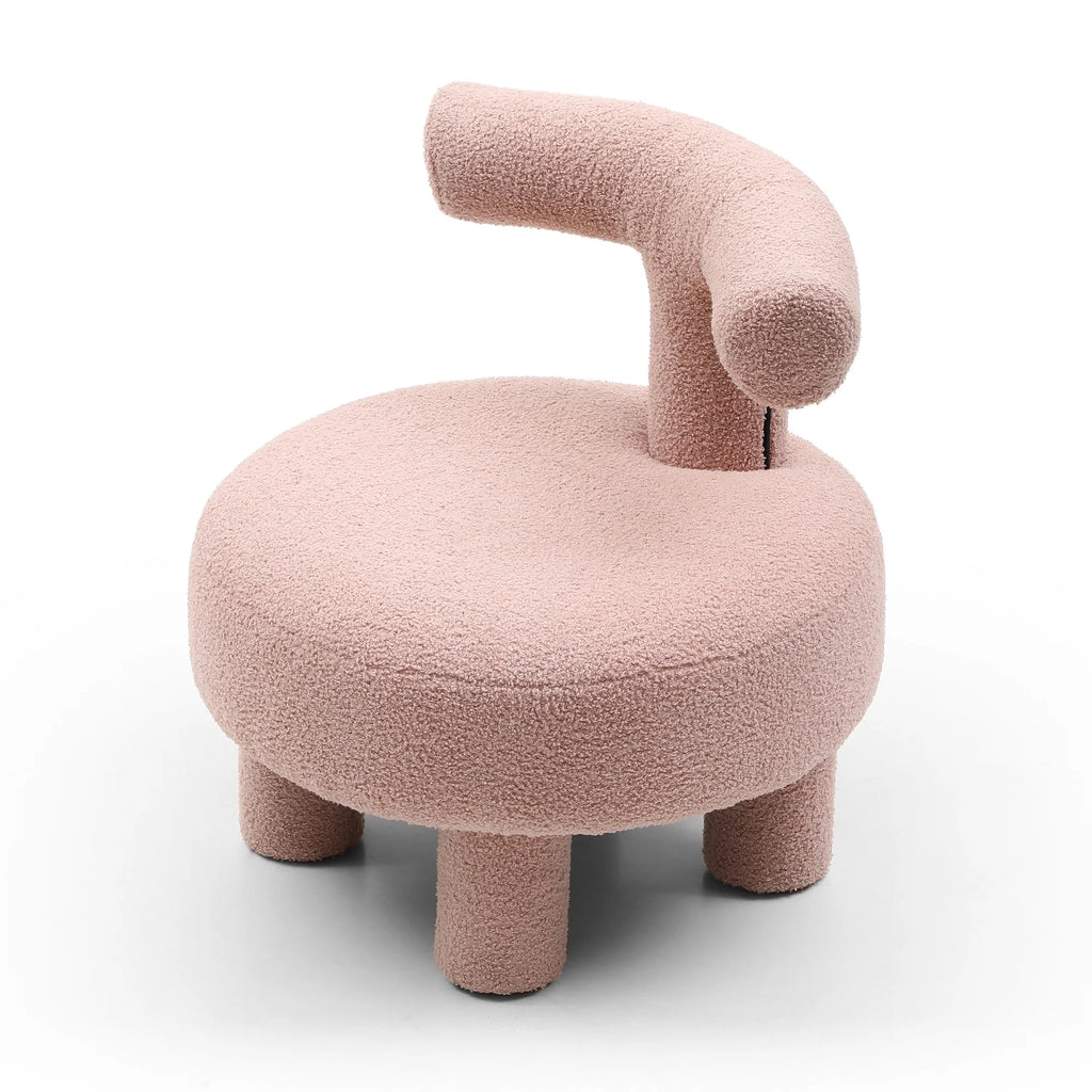 Sherpa Fabric Upholstered Ottoman Pouf A34955