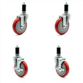 Red Polyurethane Caster with Expanding Stem C27775
