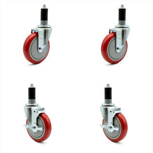 Red Polyurethane Caster with Expanding Stem C27775