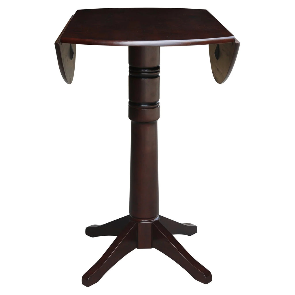 42" Round Dual Drop Leaf Pedestal Table Espresso A2589