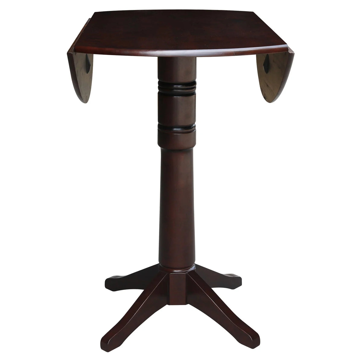 42" Round Dual Drop Leaf Pedestal Table Espresso A2589