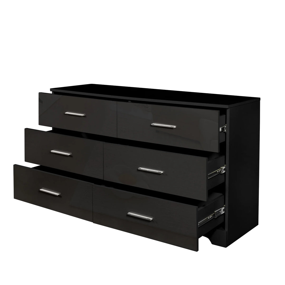 Black 6 Drawer Wood Dresser B90035