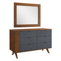 Walnut Wood Dresser Drawer Chest Mirror Set G342308