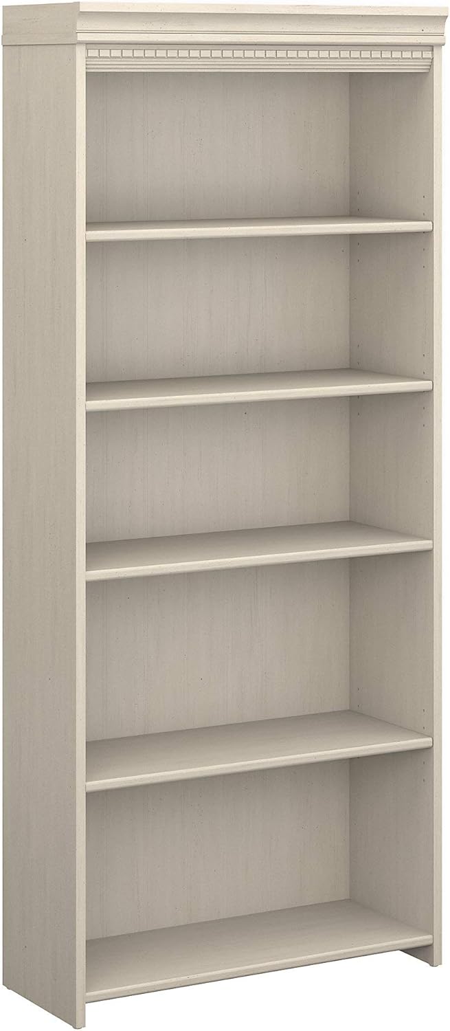 5 Shelf Antique White Bookcase T514