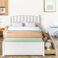 White Wood Twin Size Platform Bed with 2 Drawers F17633
