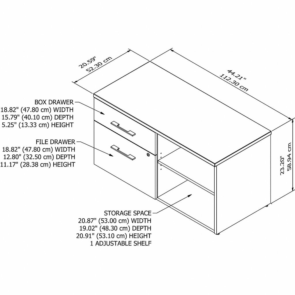Storm Gray Storage Cabinet with Drawers and Shelves W1676