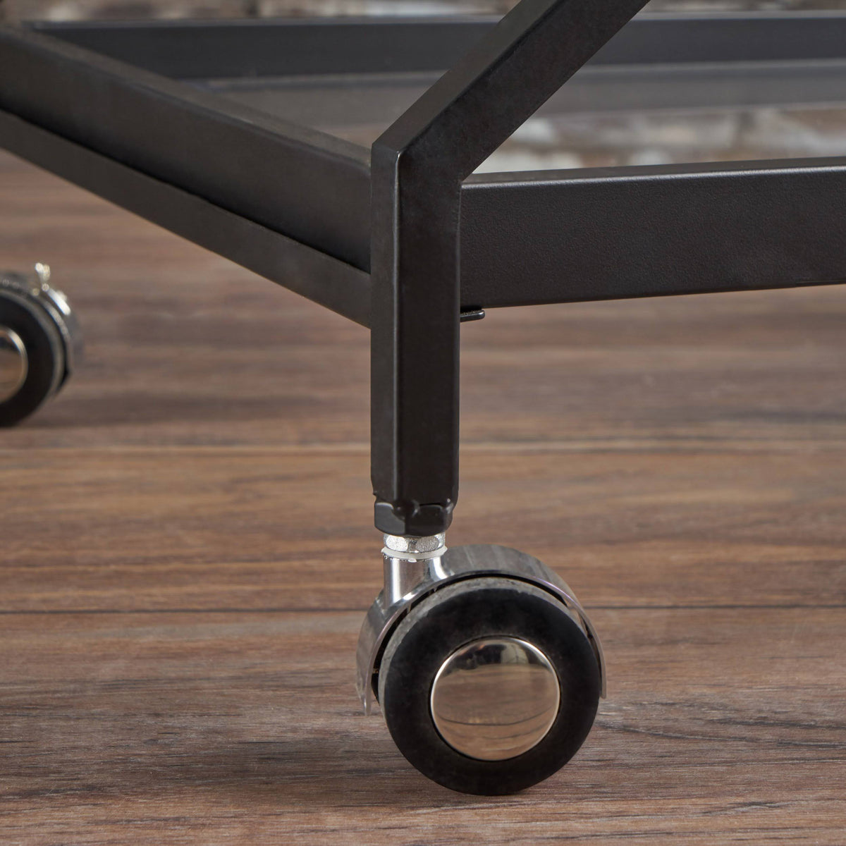 Black Tempered Glass Iron Bar Cart D4811