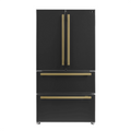 Black Refrigerator with Antique Brass Handles D5744