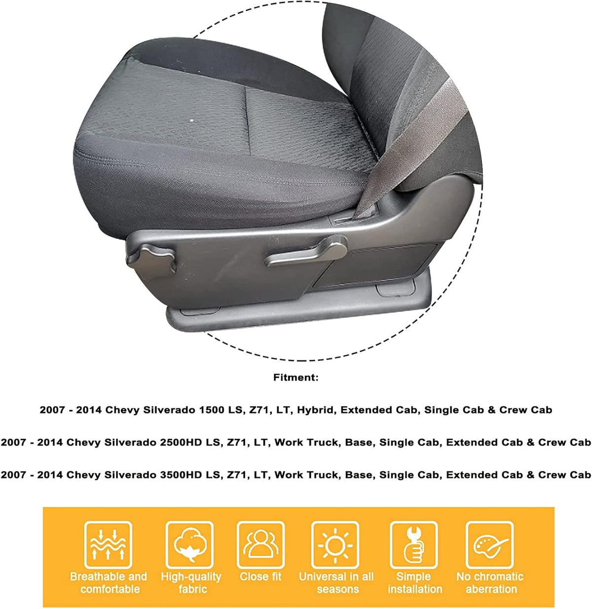 Black Cloth Seat Cover Pack of 2 D5174