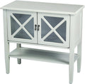 2 Door Accent Console Cabinet with X Pane Glass Insert and Bottom Shelf Seafoam Green W5662