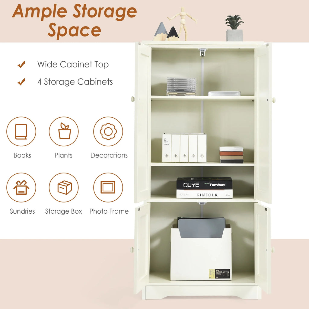 White 2-Door Accent Storage Cabinet with Adjustable Shelves H88184