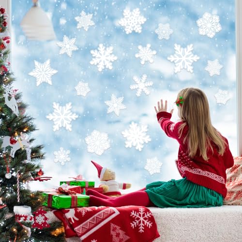 32Pcs Reusable Snowflake Window Decals N525
