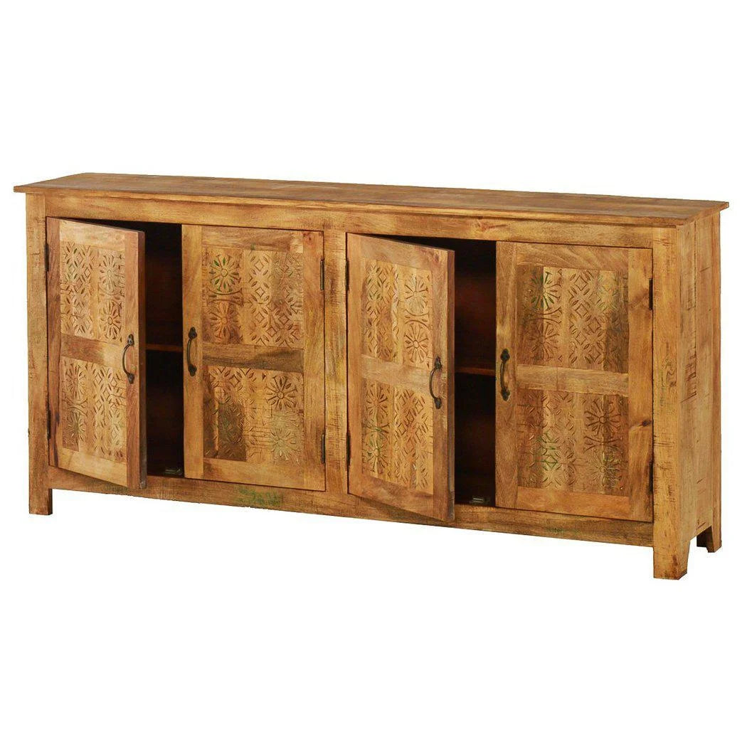 76" Rustic Reclaimed Wood 4 Door Sideboard D9239