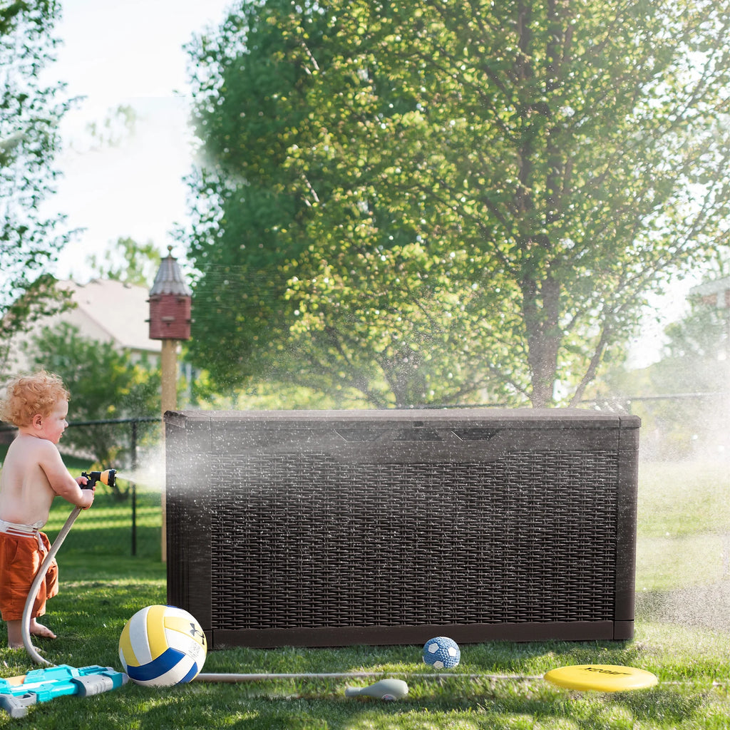 100 Gallon Black Plastic Resin Outdoor Storage Box F1562