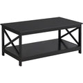 Wooden Rectangle Coffee Table with Storage Shelf O493628