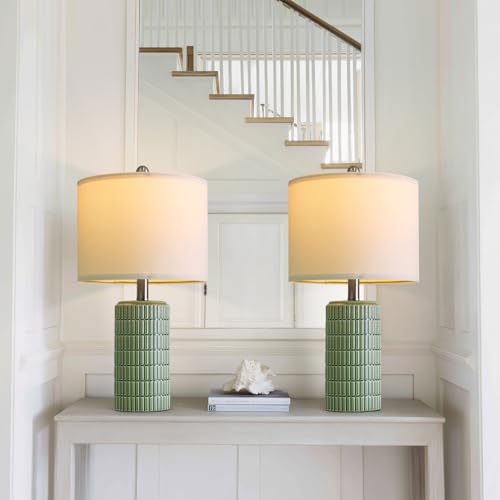 Small Modern Ceramic Table Lamps Set of 2 White Beige A932340