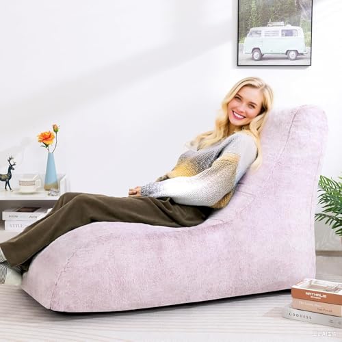 Extra-Large Grey Furry Memory Foam Bean Bag Chair K687679