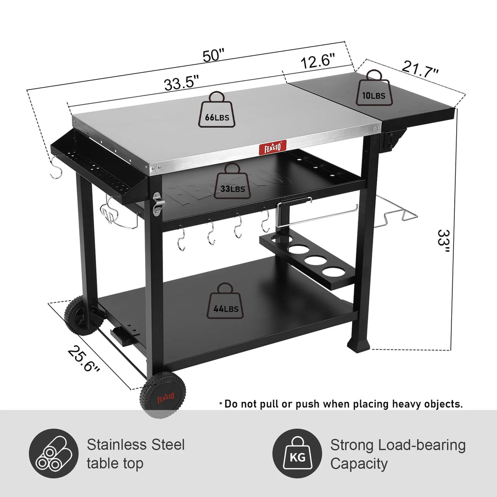 Stainless Steel 3-Shelf Movable Food Prep Cart Table O39214