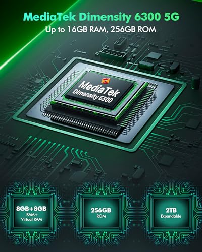 5G Rugged Phone 16GB+256GB Android 14 6.56” 120Hz Green G804275