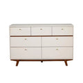 Brown & White Solid Wood 7 Drawer Double Dresser E239080