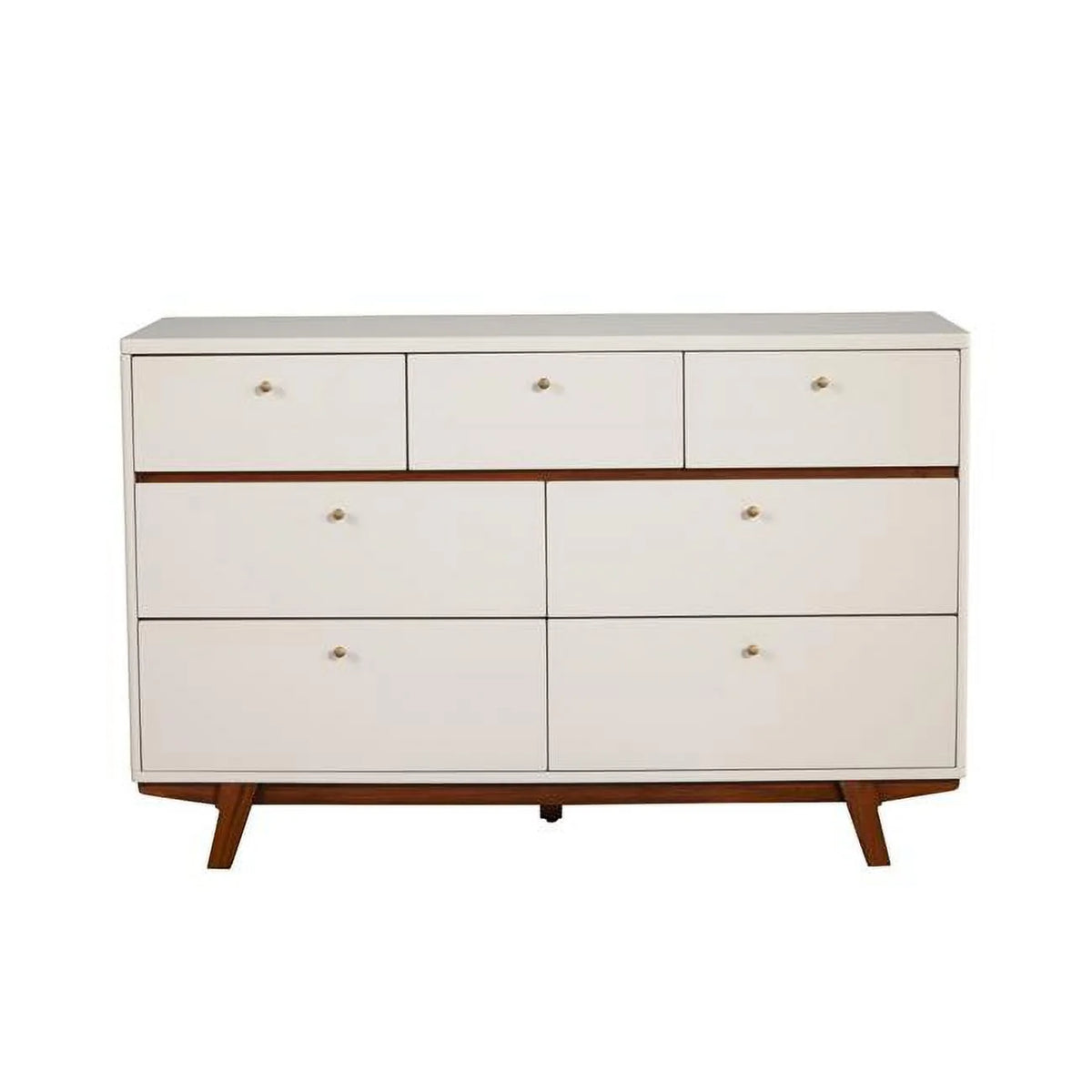 Brown & White Solid Wood 7 Drawer Double Dresser E239080