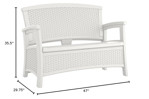 White All Weather Plastic Loveseat with Storage O48407