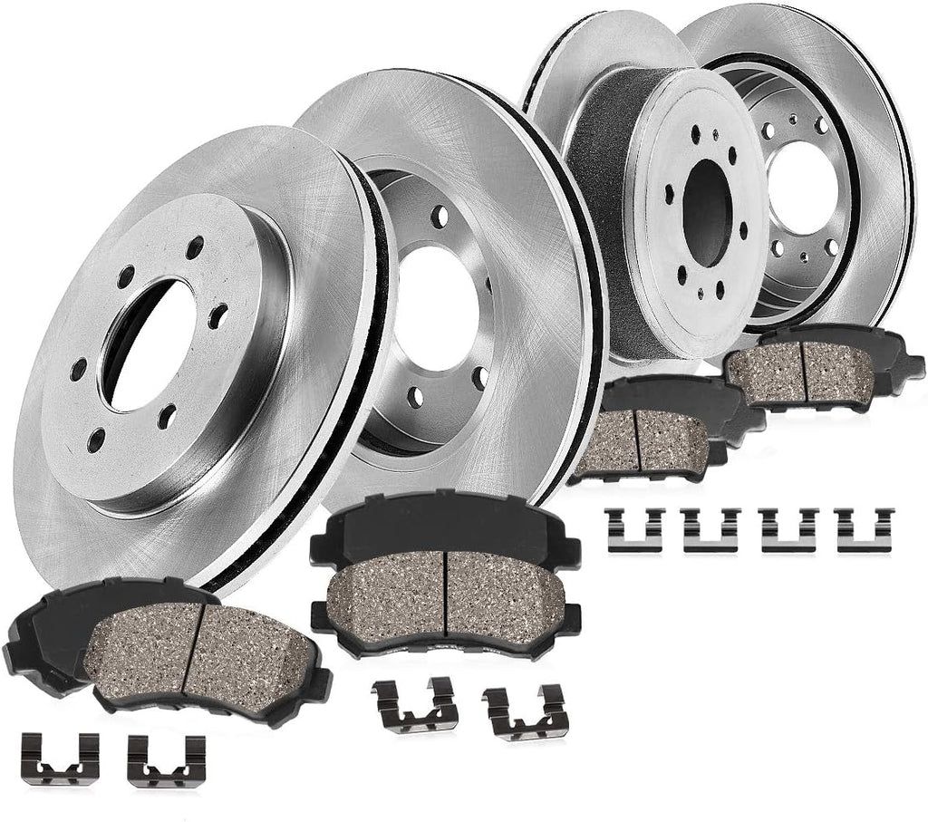 350mm Front + 336mm Rear 6 Lug Rotors + Brake Pads + Clips B64236