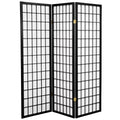 Black 3 Panel 5 ft. Tall Window Pane Shoji Screen H2325