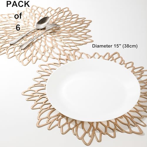 6 Pack Silver Metallic Glitter Vinyl Round Placemats V492