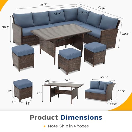 7 Piece All Weather Wicker Outdoor Sofa Set with Ottoman P750766