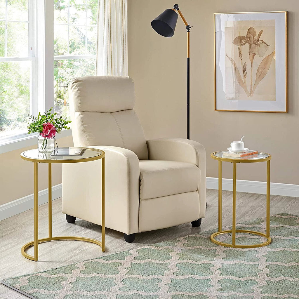 Set of 2 Round Nesting Side Table Metal Frame Tempered Glass B482319