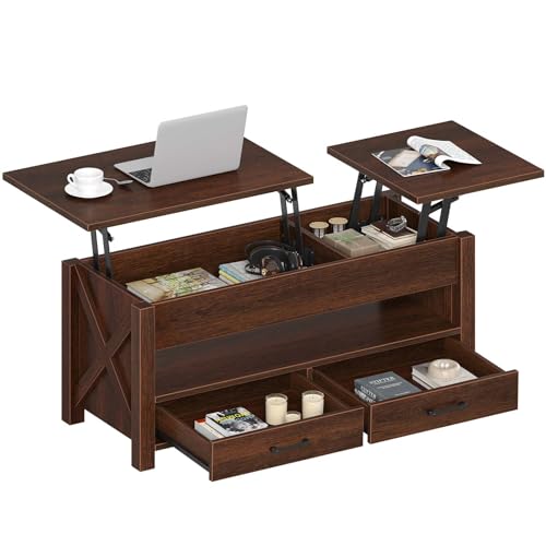 Gray Lift Top Coffee Table with 2 Storage Drawers Y216449