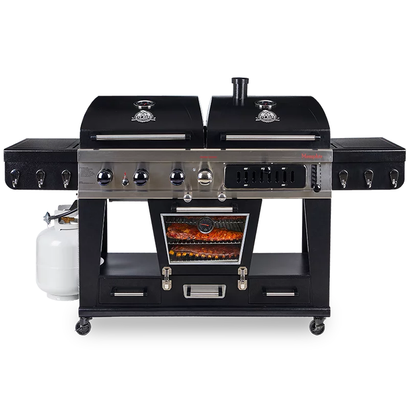 Gas and Charcoal Combo Grill with Electric Smoker Y66740