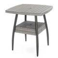 38 in. Gray Faux Wood Wicker Outdoor Bar Table G237