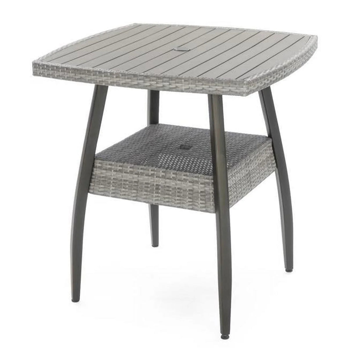 38 in. Gray Faux Wood Wicker Outdoor Bar Table G237