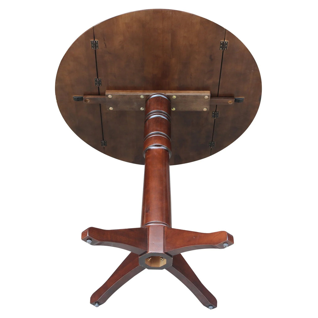 42" Round Dual Drop Leaf Pedestal Table Espresso A2589