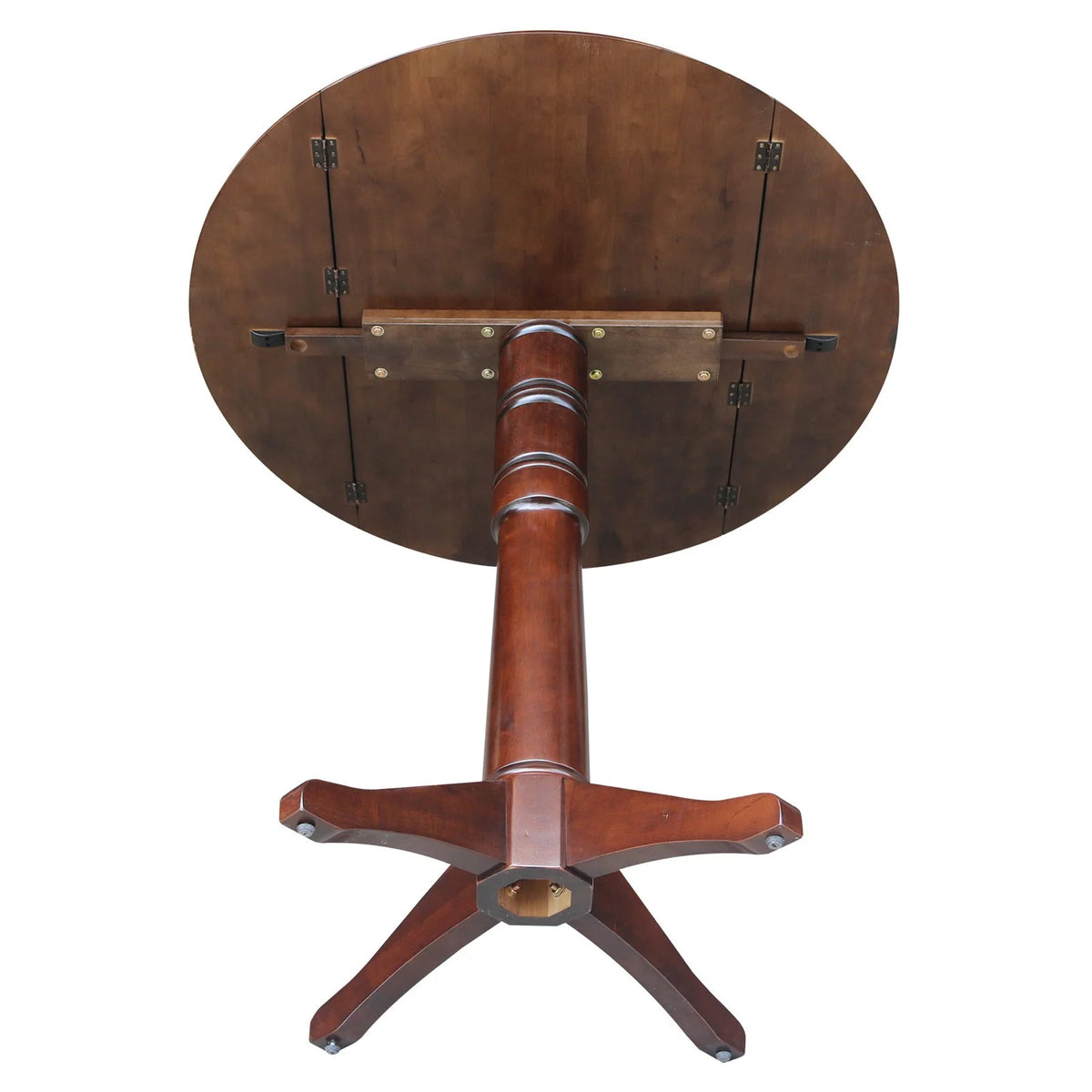 42" Round Dual Drop Leaf Pedestal Table Espresso A2589