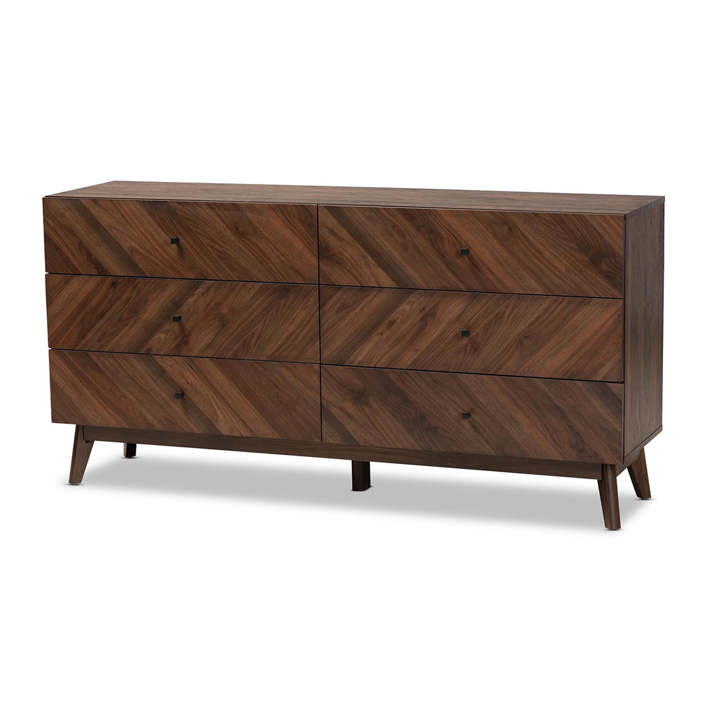 Walnut Brown Wood 6-Drawer Dresser P929082